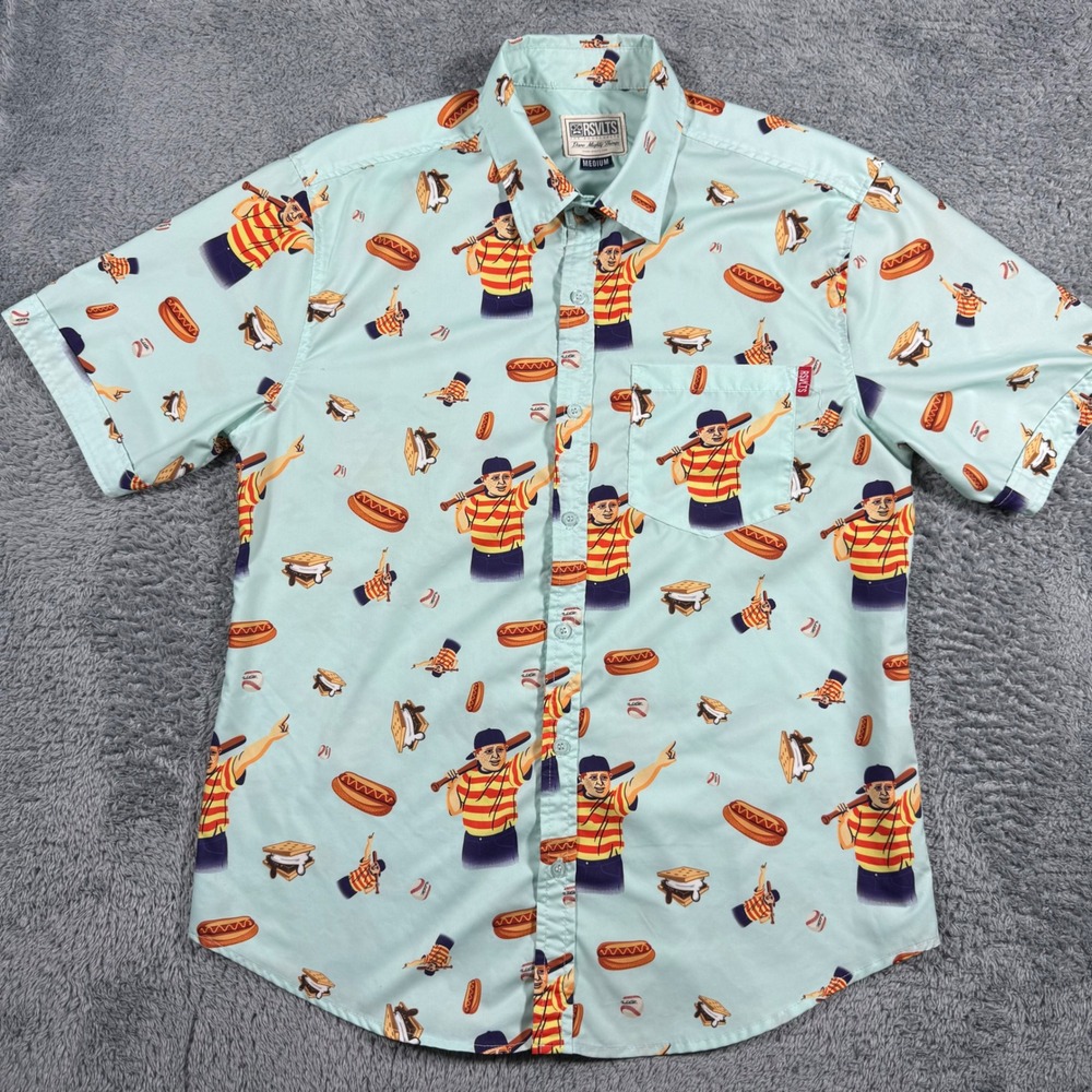 RSVLTS The Sandlot Ham Porter Baseball Button Shirt Mens Medium AOP Hot‎ Dog